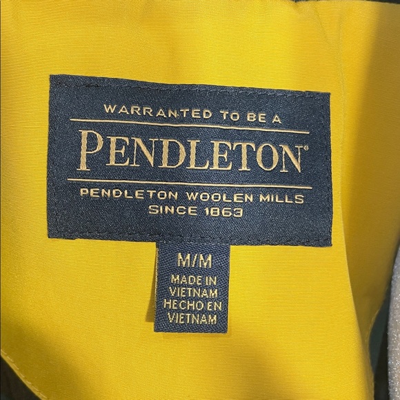 Pendleton Rain Jacket Medium Mustard Yellow Waterproof Hidden Hood Zip Up - Picture 9 of 16